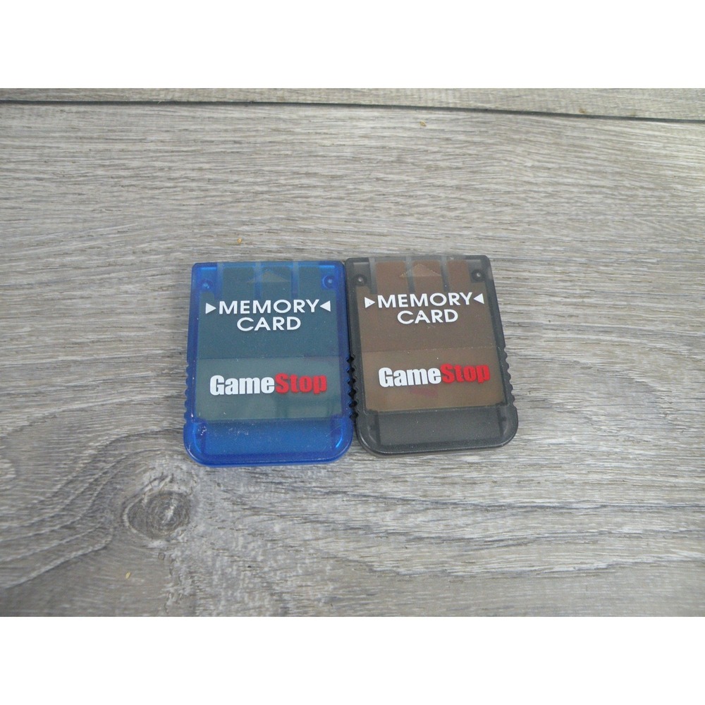 GameStop Memory Card Blue & Black Lot of 2 PlayStation 2 PS2 Compatible